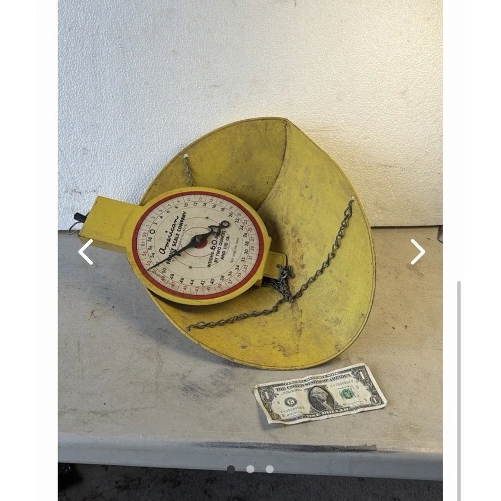 Vintage American Family Scale Co. Chicago Hanging Basket Scale 60lb Yellow K1